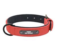 Collier pour Chien Personnalisé Plaque D'identification en Acier Inoxydable en Cuir, Collier de Chien Ajustable Coussin Moelleux Cuir Rembourré pour Petite, Moyenne ou Grande Chiens (Brown)