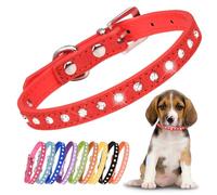 Collier pour Chien Petit - Lumineux, Collier pour Chien Petit avec Cristaux Diamants Scintillants, Collier en Cristal pour Chien Diamant Bling, Collier pour Chiot, Rouge XXS