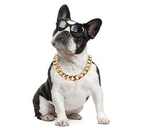 Collier pour chien plaqué or 18 carats - 20 mm de large - Collier durable à maillons cubains - Collier mignon et tendance pour animal domestique - Bijoux en métal léger - Accessoires pour chiot (58,4