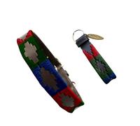 Collier pour Chien Polo Carlos Diaz en Cuir Authentique ciré et brodé XL