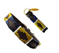 Collier pour Chien Polo Carlos Diaz en Cuir Authentique ciré et brodé XL