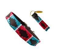 Collier pour Chien Polo Carlos Diaz en Cuir Authentique ciré et brodé XXS