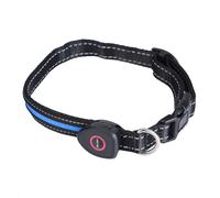 Collier pour chien rechargeable par USB, avec LED réfléchissante, en nylon résistant et haute visibilité, bleu (S).