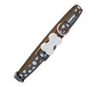 - collier design pour chien - marron pois bleus - s