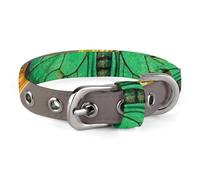 Collier pour chien réglable avec boucle en métal pour animal domestique de petite et moyenne taille Motif papillon Vert Soleil et lune