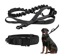 Collier pour Chien Réglable, Collier de Chien Tactique avec Poignée de Commande, Collier en Nylon avec Boucle Métallique pour Petits Chiens, Moyen Gros, Grand Chiens, 42-54cm (Noir)