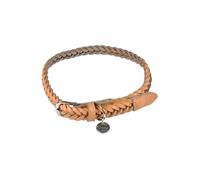 Love Story Collier pour chien en cuir tressé réglable 45-65 cm Naturel
