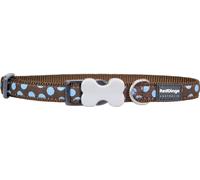 Collier pour chien rouge style dingo bleu à pois (1.2 x 20-32 cm)