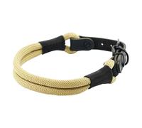 Collier pour chien Soft Cord double beige - Boucle noire et ferrures en métal - Longueur : 60 cm - Diamètre : 10 mm - Collier en nylon réglable - Robuste - Résistant aux intempéries - Embouts en cuir