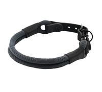 Collier pour chien Soft Cord double gris - Boucle noire et ferrures en métal - Longueur : 60 cm - Diamètre : 10 mm - Collier en nylon réglable - Robuste - Résistant aux intempéries - Embouts en cuir