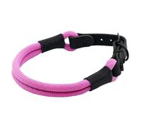 Collier pour chien Soft Cord - Double rose - Boucle noire et ferrures en métal - Longueur : 55 cm - Diamètre : 10 mm - Collier en nylon réglable - Robuste - Résistant aux intempéries - Embouts en cuir