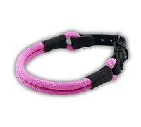 Collier pour chien Soft Cord - Double rose - Boucle noire et ferrures en métal - Longueur : 60 cm - Diamètre : 10 mm - Collier en nylon réglable - Robuste - Résistant aux intempéries - Embouts en cuir