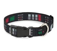 Collier pour Chien Star Wars Dark Vador en Plastique avec Clip de Ceinture - 3 Noirs Gris Rouges - 45,7 à 32" - 1,5 cm de Large