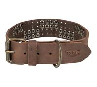 Collier pour chien - TRIXIE - Cuir rustique - Marron - Taille S/M - Rivets décoratifs