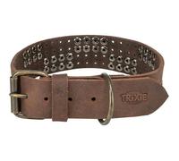Collier Pour Chien - Trixie - Cuir Rustique - Marron - Taille S/M - Rivets Décoratifs