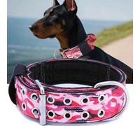 Collier pour Chiens de Grande Taille, Collier Tactique de 5,1 cm de Large avec poignée pour Chiens de très Grande Taille, Collier Militaire Robuste en Nylon épais de 0,6 cm d'épaisseur, Rose