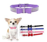 Collier pour chiens de petite taille, violet, taille XS avec strass scintillants, bijou mignon et réglable pour chiot, chat, chaton femelle