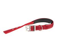 Collier pour Chiens Réfléchissant Rembourré DAYTONA DELUXE C25/45, Réglable, Boucle en Métal, Rouge-Noir