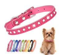 Collier pour Chiot Petit Chien Chat avec Luxe Strass Fantaisie Diamant Paillette Cristal, Rose Vif M