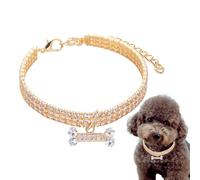 Collier pour chiots - Collier pour chiens avec paillettes | Collier en strass à 3 rangées pour animaux de compagnie, collier réglable à 3 rangées avec strass pour animaux de compagnie, bijoux en os C