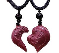 Collier pour femme - 1 paire - Love Your Necklace - Vintage - Cinna-bar - Pendentif pour couple amoureux - Nouvel An - Noël - Cinabre - Oxyde de zirconium
