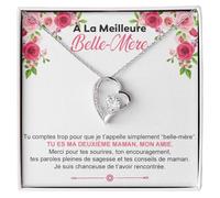 Collier pour femme A ma Belle-Mère, Argent - Idées cadeaux pour elle Collier Personnalisé pour Femme, Anniversaire ou Noël - Coffret avec dédicace comprise (belle-mère)
