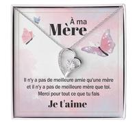 Collier pour femme à ma Maman Argent Idées cadeaux pour elle pour la fête des mères, anniversaire ou Noël - Coffret avec dédicace comprise (Argent - À ma Mère)