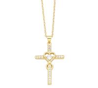 Collier pour femme avec croix et cœur délicat, beau et polyvalent qui peut être porté avec n'importe quel style, adjustable, Cristal