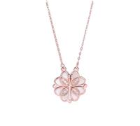 Collier pour femme avec pendentif en forme de cœur et chaîne d'ancre, collier en forme de trèfle à quatre feuilles en constante évolution, en argent sterling 925 avec diamants, chaîne en os de serpe