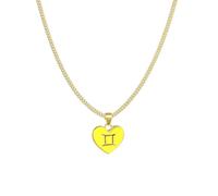 Collier pour femme avec pendentif en forme de cœur et chaîne d'ancre, collier tendance avec douze signes du zodiaque, collier personnalisé couleur cœur pour femme