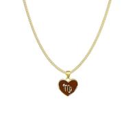Collier pour femme avec pendentif en forme de cœur et chaîne d'ancre, collier tendance avec douze signes du zodiaque, collier personnalisé couleur cœur pour femme