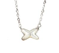 Collier pour femme avec pendentif en forme de cœur et chaîne d'ancre en argent sterling S925, collier en forme de croix en nacre blanche naturelle, pendentif doux avec lettre X, chaîne de clavicule
