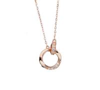 Collier pour femme avec pendentif en forme de cœur et chaîne d'ancre en argent sterling S999, collier à double anneau entrelacé, collier à anneau Möbius en diamant pour femme