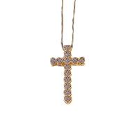 Collier pour femme avec pendentif en forme de cœur et chaîne d'ancre en zircon micropavé, pendentif en forme de croix d'amour pour femme avec chaîne en graines de melon