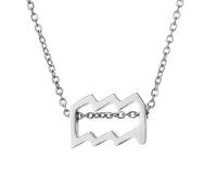 Collier pour femme avec pendentif en forme de cœur et chaîne d'ancre, pendentif douze signes du zodiaque