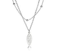 Collier pour femme avec pendentif en forme de poisson de Jésus, en acier inoxydable, avec symbole de la foi chrétienne, bijou religieux, cadeau inspirant, 8.1 mm x 24.7 mm, Acier inoxydable, Pas de