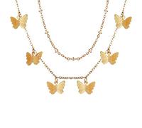 Collier pour femme, chaîne de clavicule, collier ras du cou papillon, magnifique collier plaqué argent doré, court, cadeau romantique pour les vacances d'été, mode N00354