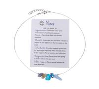 Collier pour Femme Collier du zodiaque en cristal de 12 constellations pour femmes, naturelle, signe du zodiaque, cou, bijoux d'anniversaire en cristal de 12 constellations, cadeaux ( H, One Size)