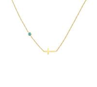 Collier pour femme en acier inoxydable avec croix douze pierres de naissance, Métal