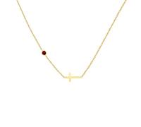 Collier pour femme en acier inoxydable avec croix douze pierres de naissance, Métal