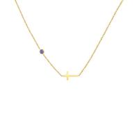 Collier pour femme en acier inoxydable avec croix douze pierres de naissance, Métal