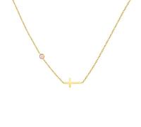 Collier pour femme en acier inoxydable avec croix douze pierres de naissance, Métal