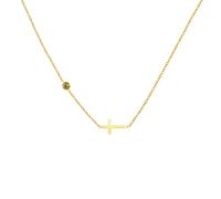 Collier pour femme en acier inoxydable avec croix douze pierres de naissance, Métal