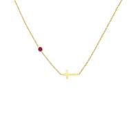 Collier pour femme en acier inoxydable avec croix douze pierres de naissance, Métal