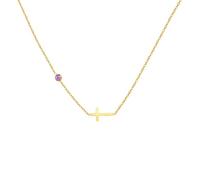 Collier pour femme en acier inoxydable avec croix douze pierres de naissance, Métal