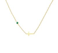 Collier pour femme en acier inoxydable avec croix douze pierres de naissance, Métal