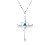 Collier pour femme en argent sterling 925 avec pendentif en forme de cœur et pierre de naissance - Minimaliste, personnalisé et polyvalent souvenir d'anniversaire, Mittelgroße, Argent, Non