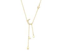 Collier pour femme en argent sterling 925 avec pendentif lune et étoile, chaîne longue, luxe, mariage, zircon transparent, cadeau Goldmoon