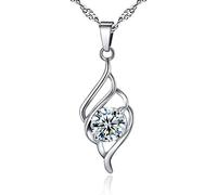 Collier pour femme en argent sterling 925 avec pendentif rond en forme d'ailes d'ange et zircones cubiques Cadeau pour femme fille petite amie mère fille