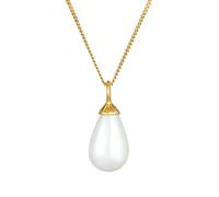 Collier pour Femme en Argent Sterling 925 Plaqué Or avec Perle d'Eau Douce - Chaîne avec Pendentif en Forme de Goutte (15 mm), Longueur 60 cm